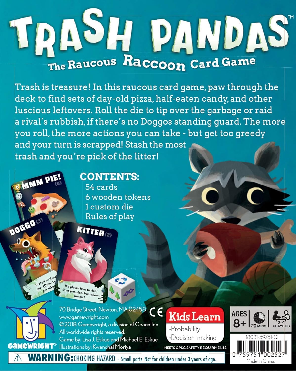 New Gamewright Trash Pandas Push - Your - Luck Card Game - Kidsy