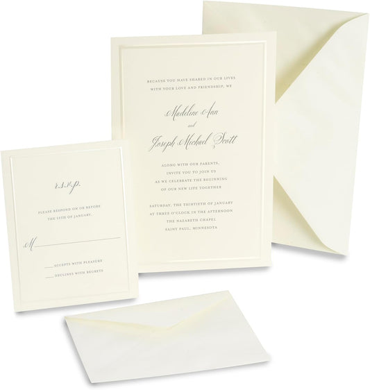 New Gartner Studios Invitation Kit, Pearl Foil Border (Ivory) - Kidsy