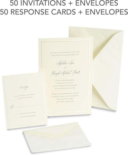 New Gartner Studios Invitation Kit, Pearl Foil Border (Ivory) - Kidsy