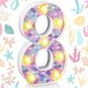 New Glooglitter Mermaid Birthday Party Decoration, Decorative LED Glowing Number (Number 8) - Kidsy