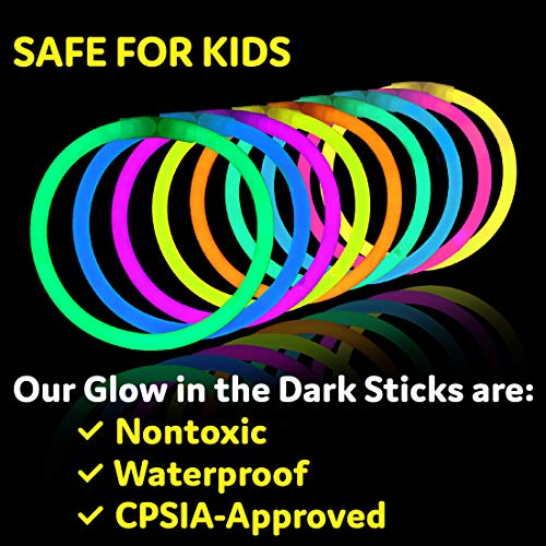 New Glow Sticks Bulk Party Favors 200pk - 8” Glow in the Dark Light Sticks Neon Party Glow Bracelets - Kidsy
