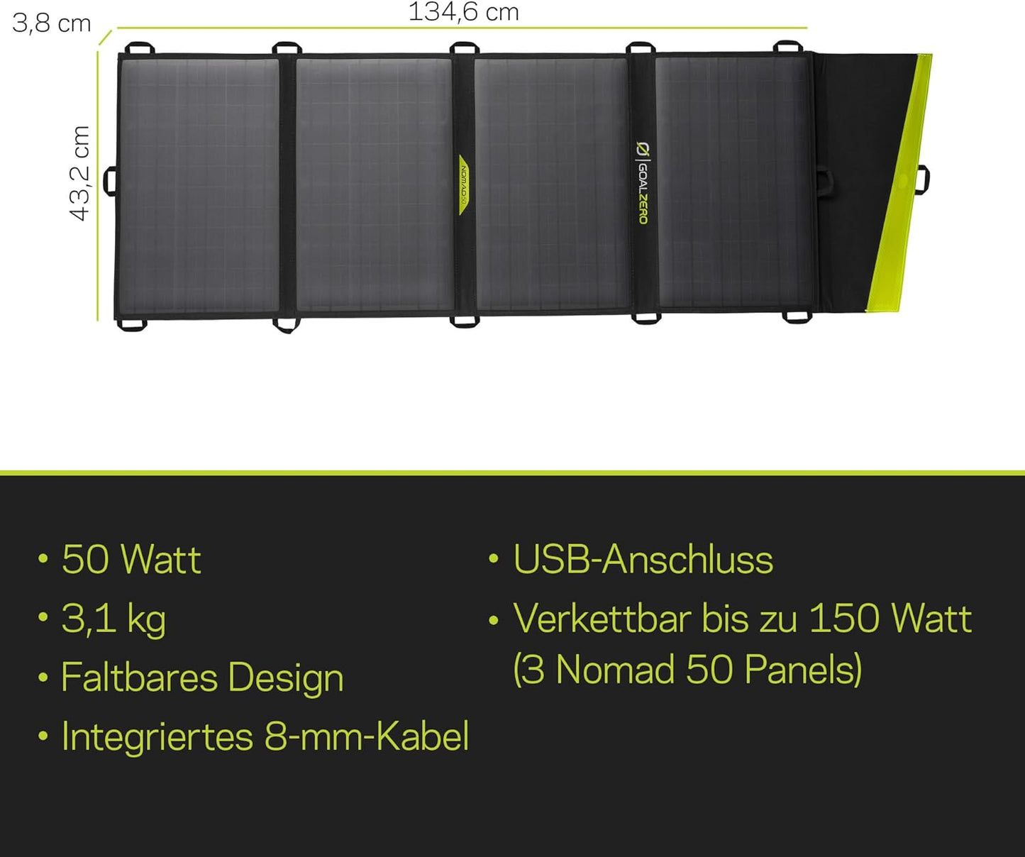 New Goal Zero Nomad 50 Portable Solar Panel Lightweight 18 - 22V 50W - Kidsy