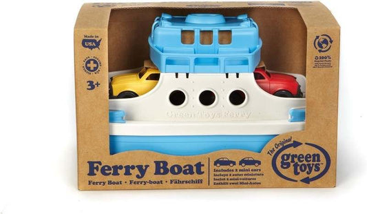 New Green Toys Ferry Boat with Mini Cars Bathtub Toy (Blue/White) - Kidsy