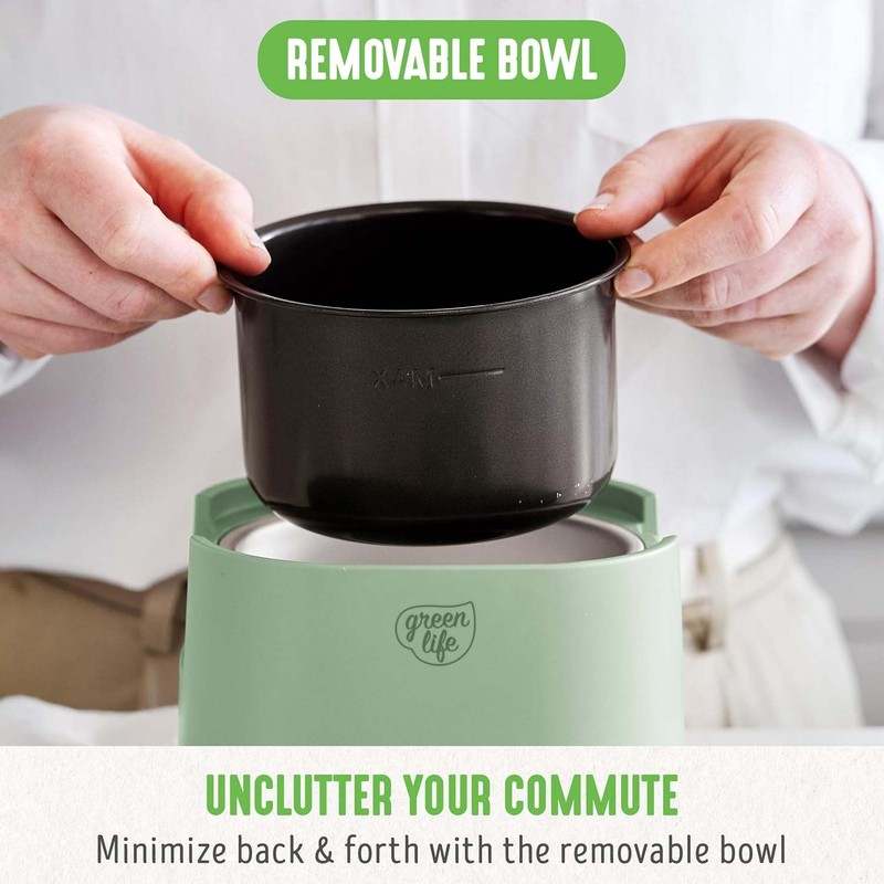 New GreenLife 20oz Electric Lunch Box Food & Soup Warmer (Sage Green) - Kidsy