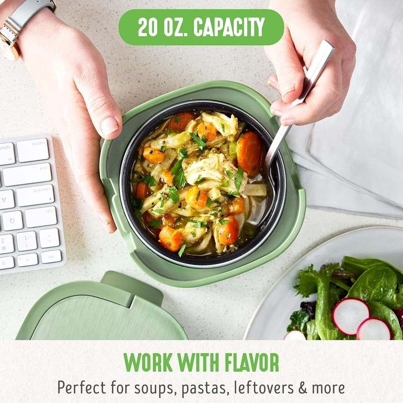 New GreenLife 20oz Electric Lunch Box Food & Soup Warmer (Sage Green) - Kidsy