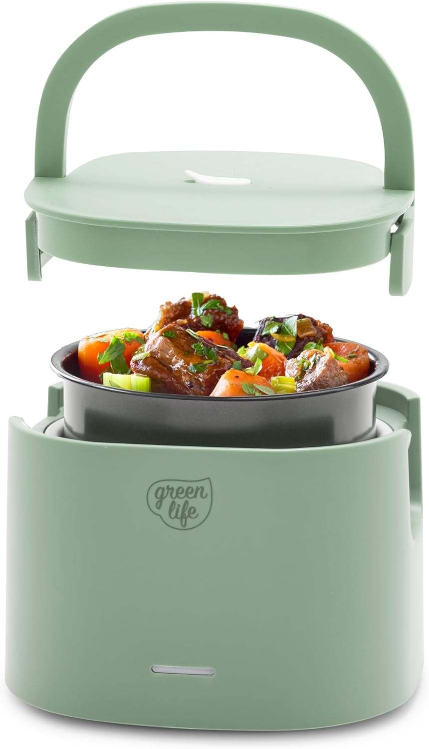 New GreenLife 20oz Electric Lunch Box Food & Soup Warmer (Sage Green) - Kidsy