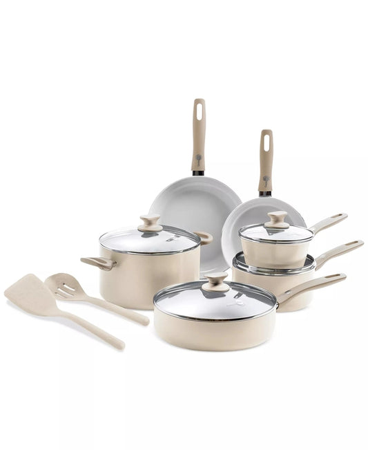 New GreenPan Dover Ceramic Nonstick 12 - Piece Cookware Set (Taupe) - Kidsy