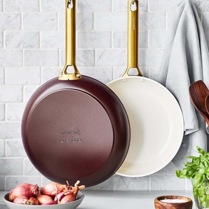 New GreenPan Hard Anodized Healthy Ceramic Nonstick 10" and 12" Frying Pan (Merlot Red/Non - Induction) - Kidsy