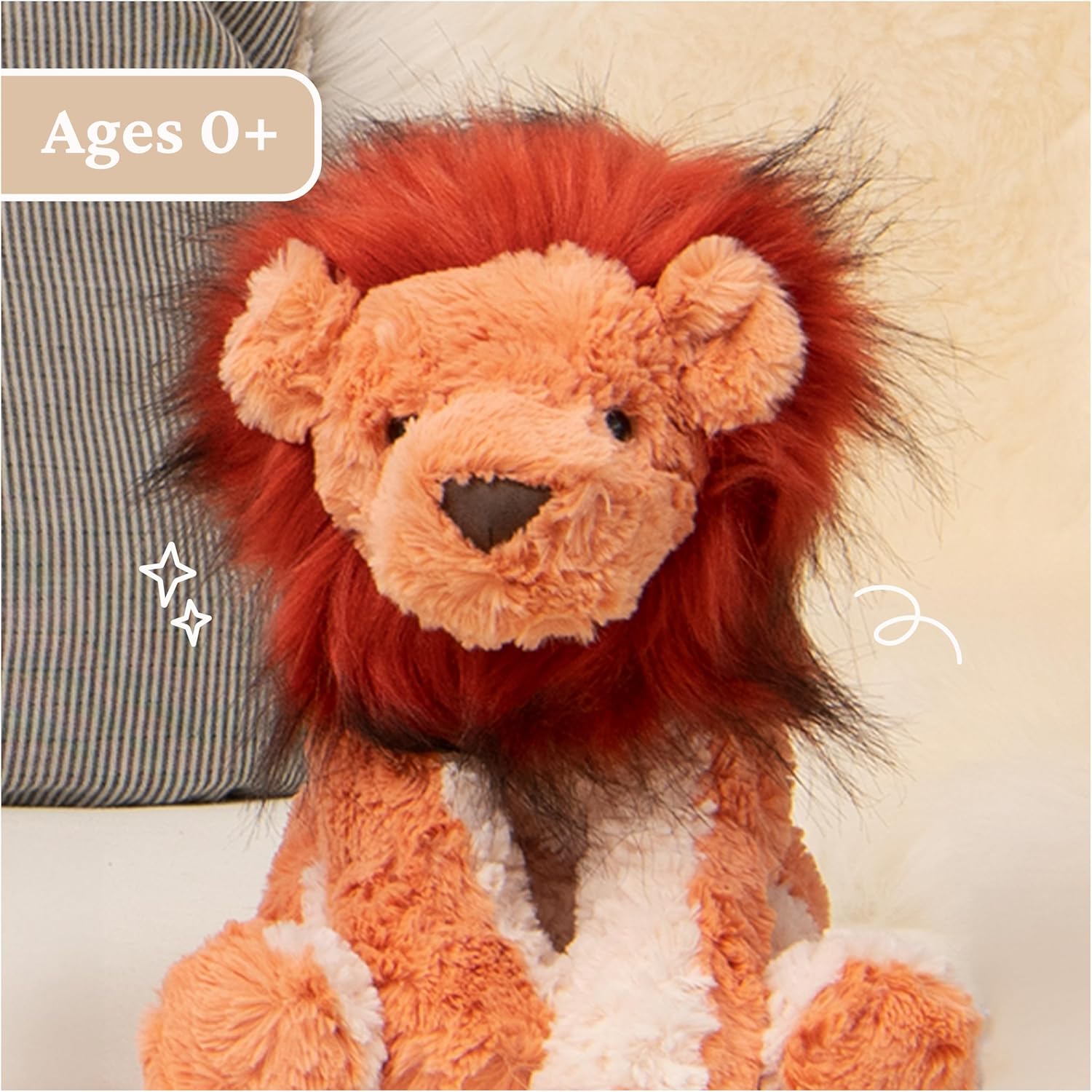 New GUND Cozys Collection Lion Plush Stuffed Animal for Ages 1 and Up (Orange/Red) - Kidsy