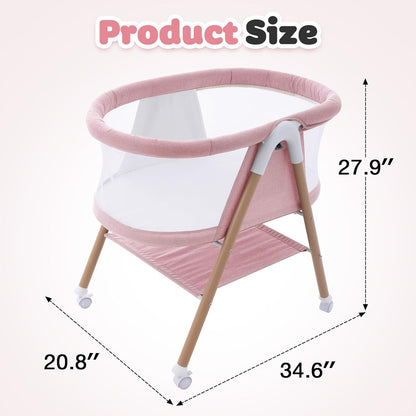New GYARING Baby Bassinets 3 in1 Baby Crib Portable & Easy to Assemble (Pink) - Kidsy