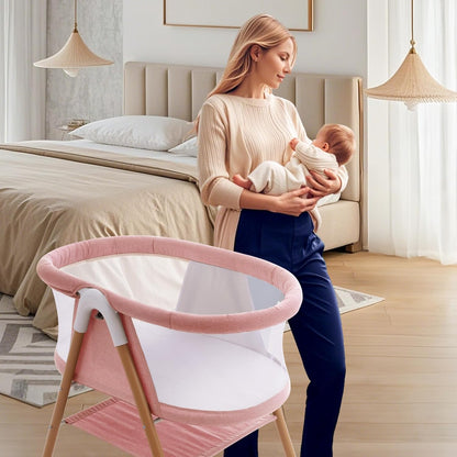 New GYARING Baby Bassinets 3 in1 Baby Crib Portable & Easy to Assemble (Pink) - Kidsy