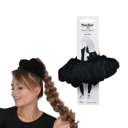 New Hairflair New York Black Velvet Scrunchy
