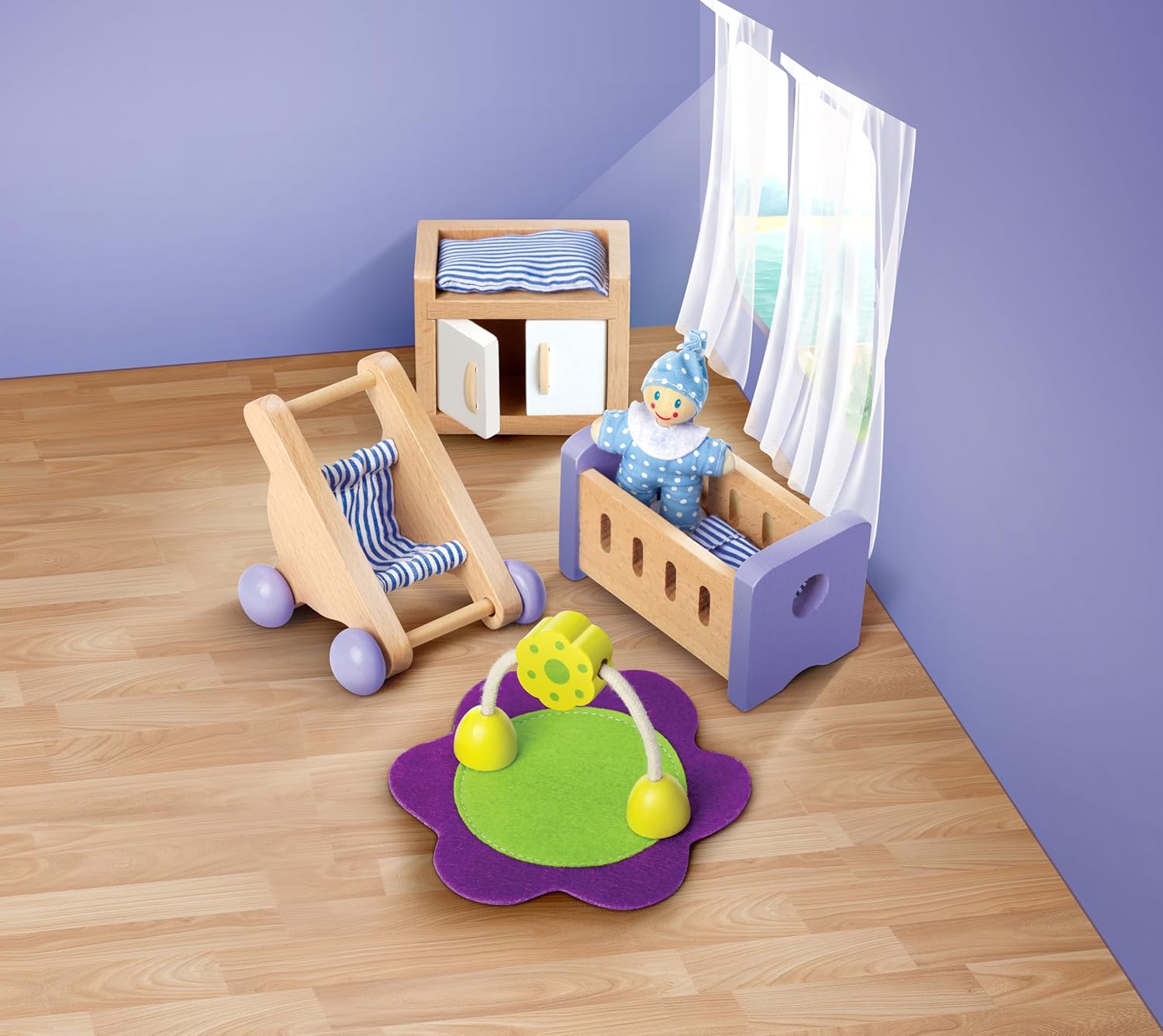 New Hape Wooden Dollhouse Baby’s Room Furniture Set - Kidsy