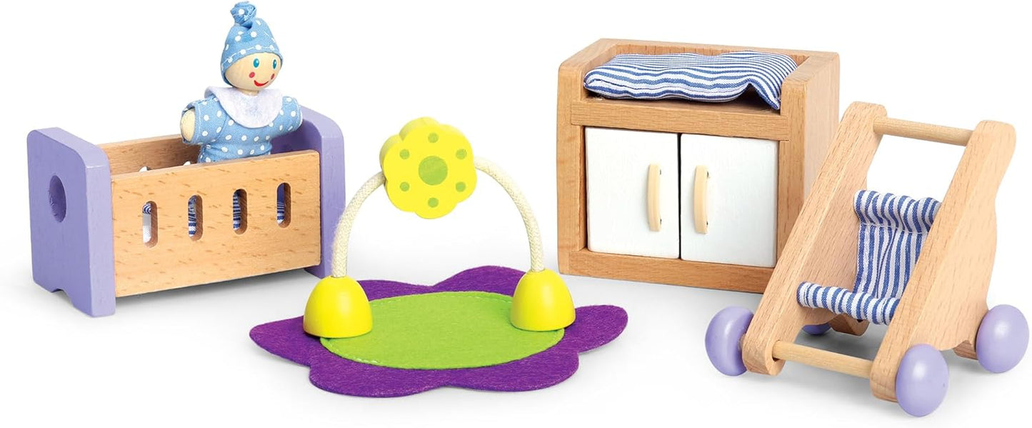 New Hape Wooden Dollhouse Baby’s Room Furniture Set - Kidsy