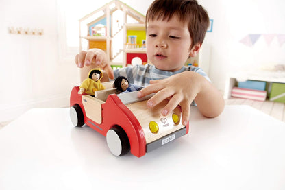 New Hape Wooden Dollhouse Family Car Toy Vehicle (Fits 4 Figures) - Kidsy