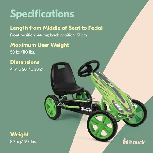 New Hauck Speedster Pedal Go - Kart for Kids Ages 4 - 8 (Green) - Kidsy