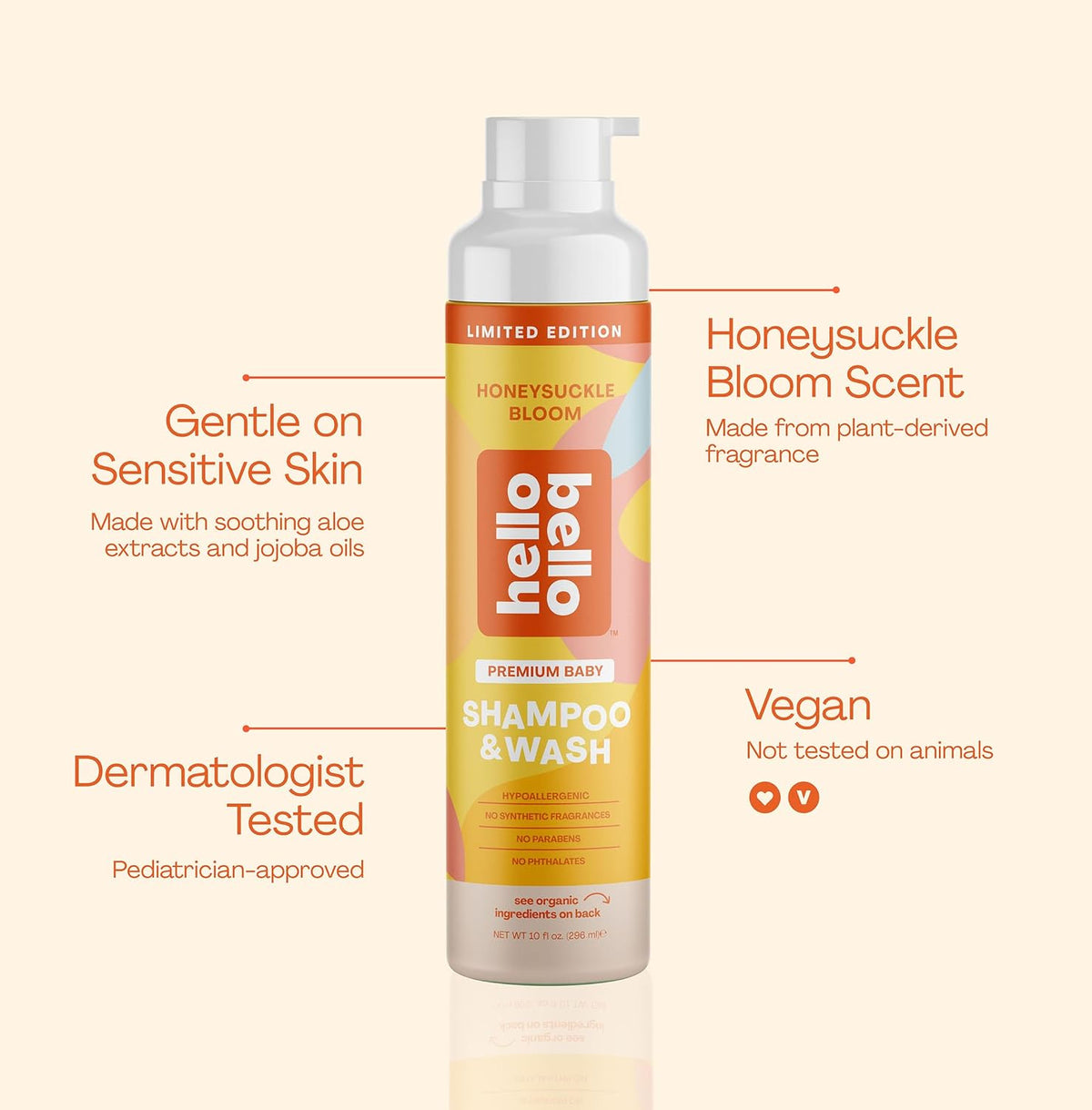 New Hello Bello Baby Shampoo & Body Wash (Honeysuckle Bloom Scented, 10oz Bottle) - Kidsy