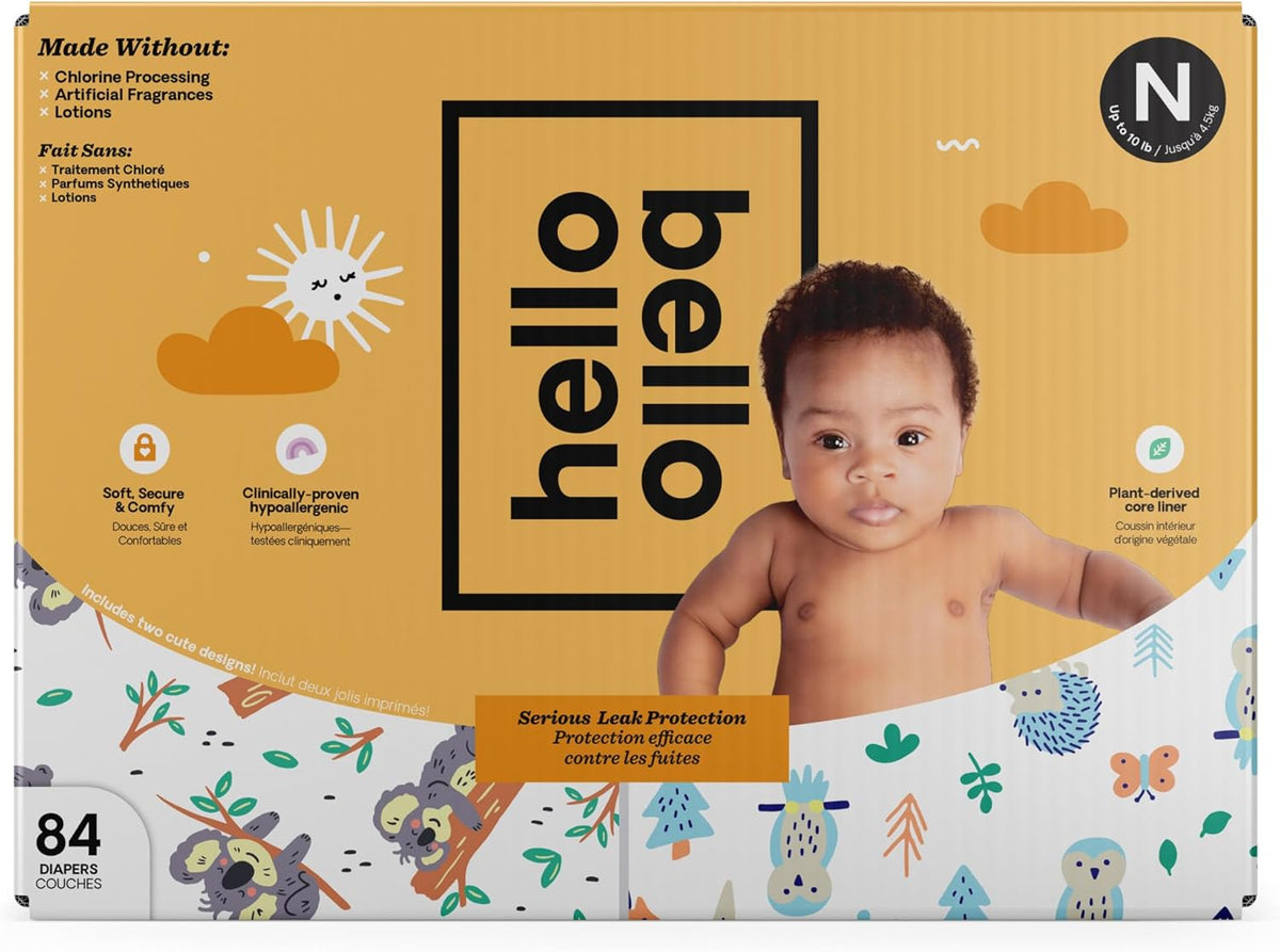 New Hello Bello Diapers, Size Newborn - 84 Count - Woodland Animals & Koala Kids