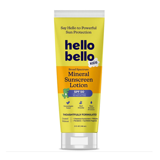 New Hello Bello Kids SPF 50 Mineral Sunscreen Lotion (5oz Tube) - Kidsy