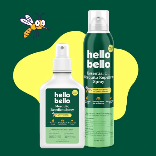 New Hello Bello Mosquito Repellent Spritz, Made with Lemongrass and Peppermint Oils (6.7oz Bottle) - Kidsy