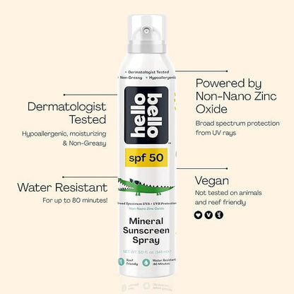 New Hello Bello SPF 50 Kids Mineral Sunscreen Spray (5 oz) - Kidsy