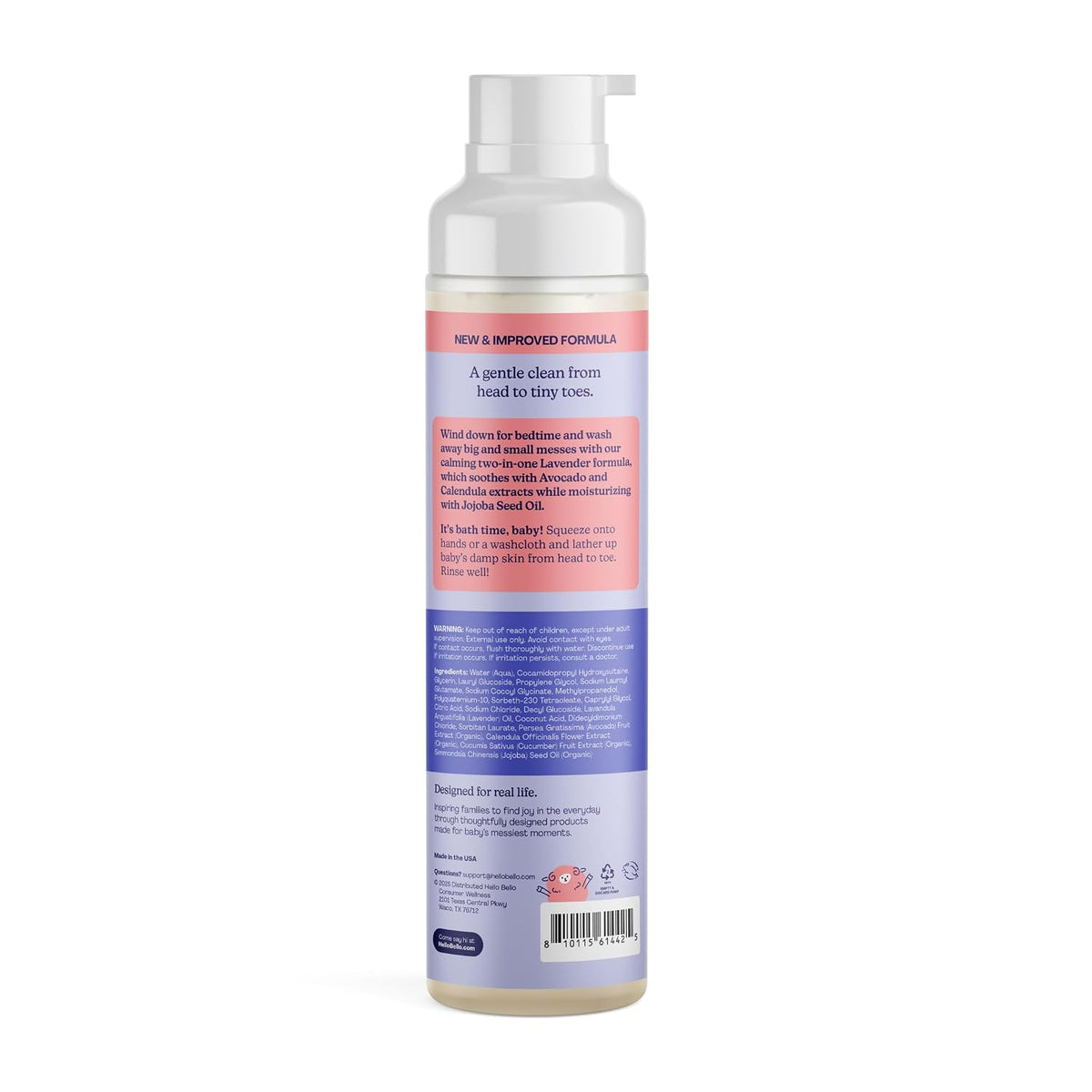 New Hello Bello Ultra-Hydrating Baby Shampoo & Body Wash (Soft Lavender Scent, 10oz Bottle) - Kidsy