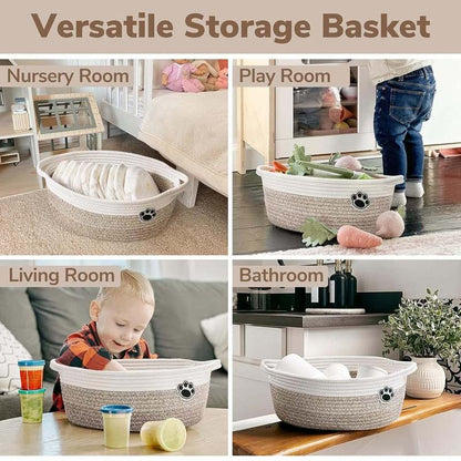 New HiChen Small Woven Storage Basket 12"x8"x5" (Brown) - Kidsy