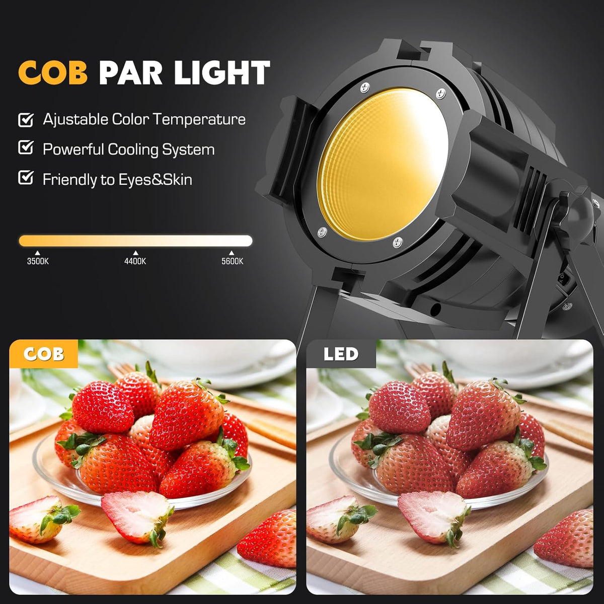 New HOLDLAMP COB 80W DMX Stage Spotlights 2 Pack (Warm and Cool White) - Kidsy