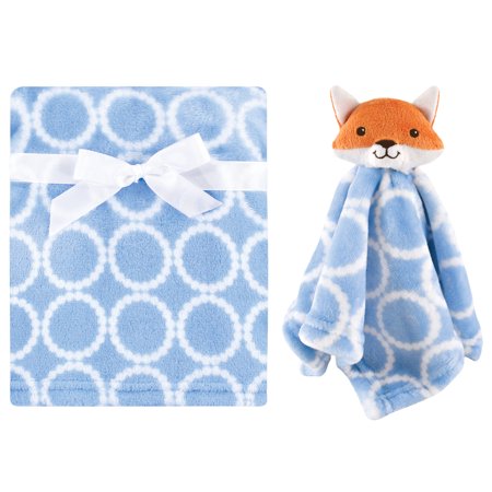 New Hudson Baby Infant Girl Plush Blanket with Security Blanket (Blue Fox) - Kidsy