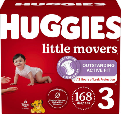 New Huggies Little Movers Diapers Size 3, 168 Count (6 Packs of 28) - Kidsy