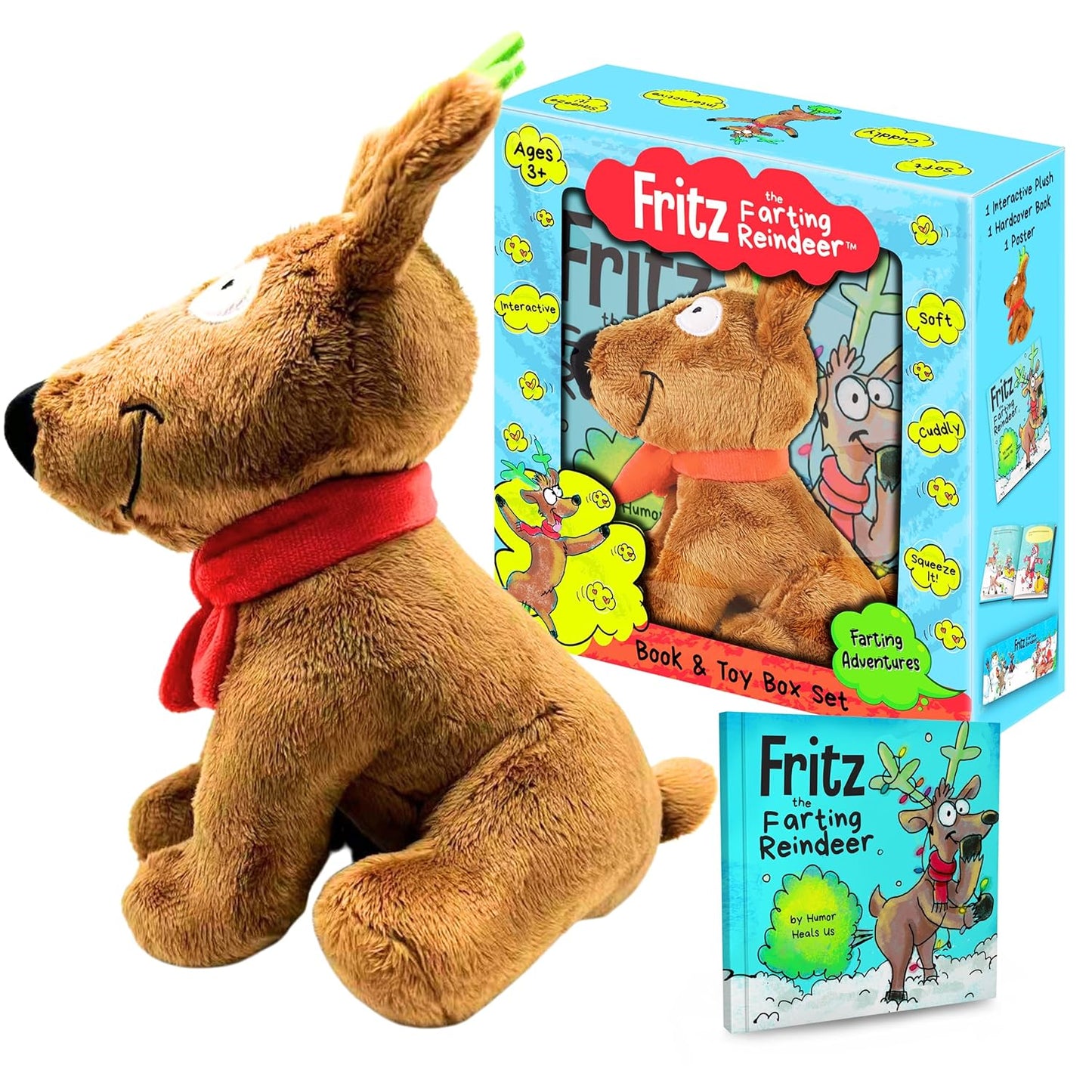 New Humor Heals Us Fritz the Farting Reindeer Interactive Book Gift Set - Kidsy