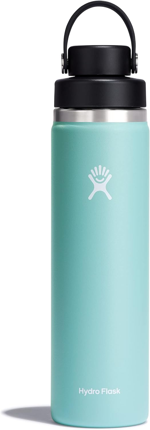 New Hydro Flask Water Bottle - Insulated Stainless Steel - Wide Mouth Chug Lid, Non Spill, Leakproof in 24 Oz Dew - Kidsy