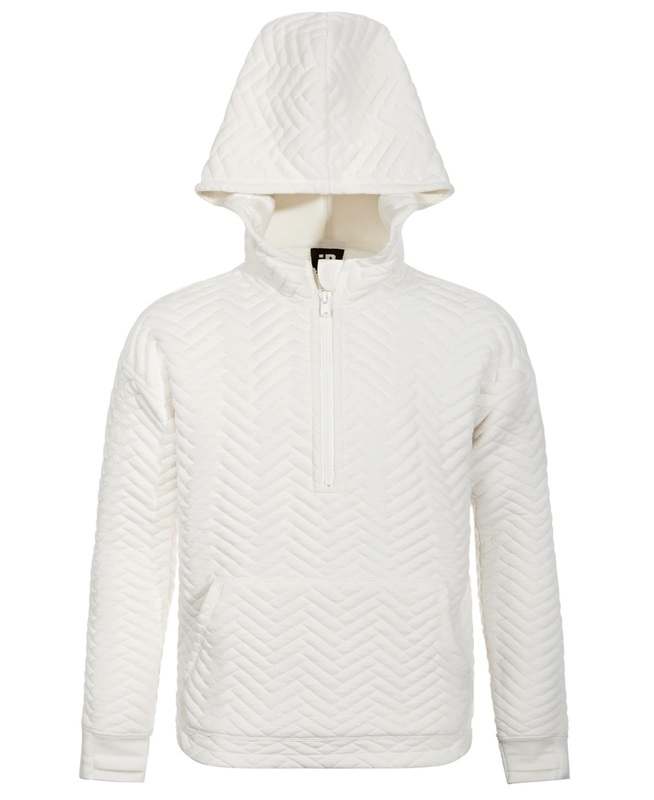 New ID Ideology Big Girls Quilted Half - Zip Pullover Hoodie (M)(Tofu) - Kidsy