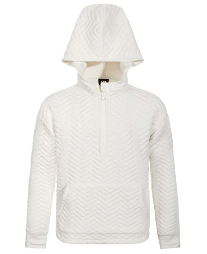 New ID Ideology Big Girls Quilted Half - Zip Pullover Hoodie (M)(Tofu) - Kidsy
