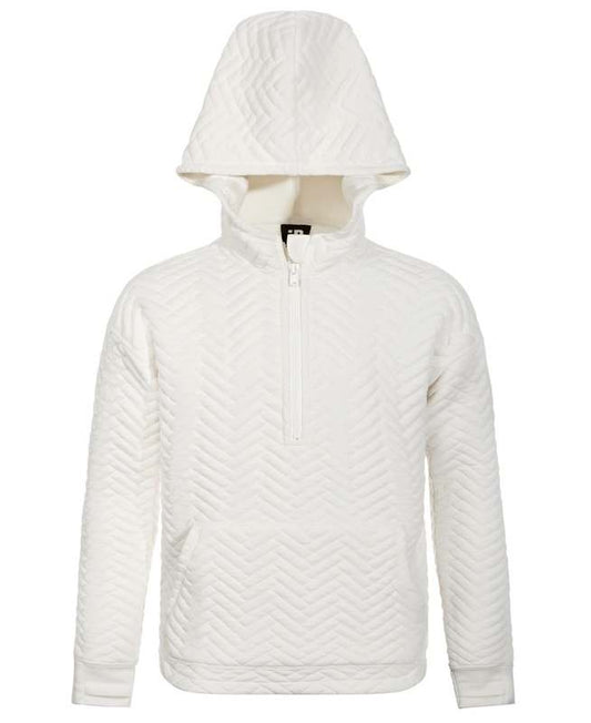 New ID Ideology Big Girls Quilted Half - Zip Pullover Hoodie (M)(Tofu) - Kidsy