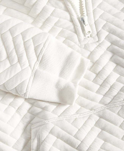 New ID Ideology Big Girls Quilted Half - Zip Pullover Hoodie (M)(Tofu) - Kidsy