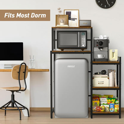 New Ikkle 5-Tier Mini Fridge Stand with Storage Shelves (Retro Brown) - Kidsy
