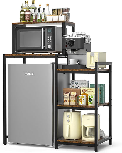 New Ikkle 5-Tier Mini Fridge Stand with Storage Shelves (Retro Brown) - Kidsy