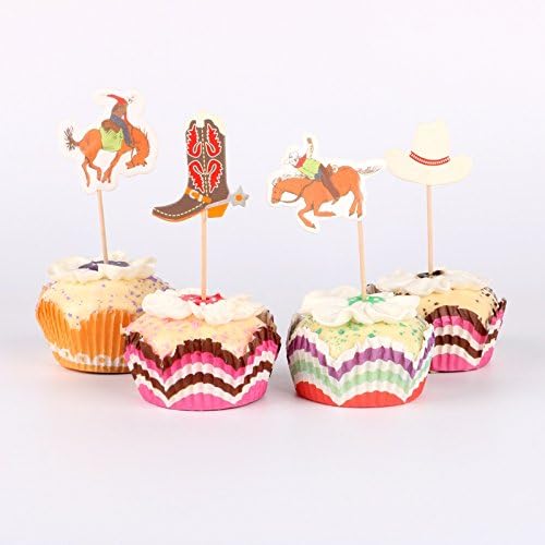 New iMagitek 48 Pack Western Cowboy Cupcake Toppers - Kidsy