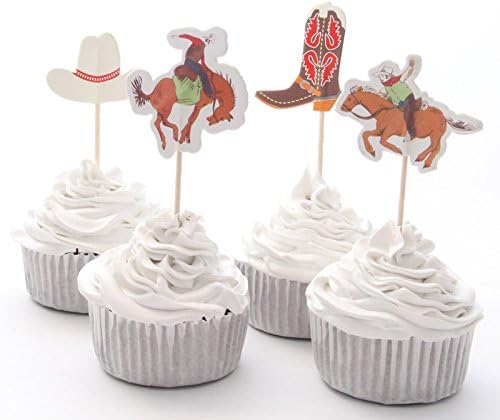 New iMagitek 48 Pack Western Cowboy Cupcake Toppers - Kidsy