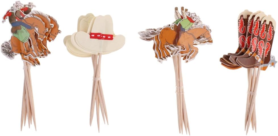 New iMagitek 48 Pack Western Cowboy Cupcake Toppers - Kidsy