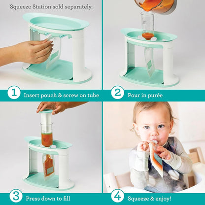 New Infantino Reusable Squeeze Pouches for Homemade Baby Food, 3.5 oz, Pack of 25 - Kidsy
