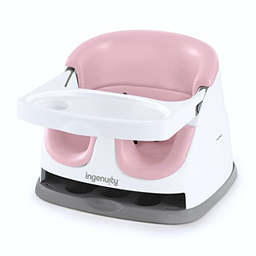 New Ingenuity Baby Base 2 - in - 1 Booster Feeding and Floor Seat with Self - Storing Tray (Peony) - Kidsy