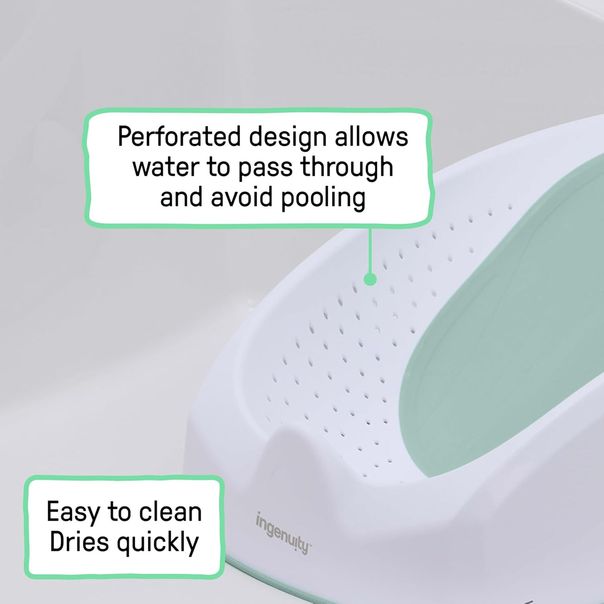 New Ingenuity Easy Rinse Baby Bather for Newborns 0–6 Months (Green) - Kidsy