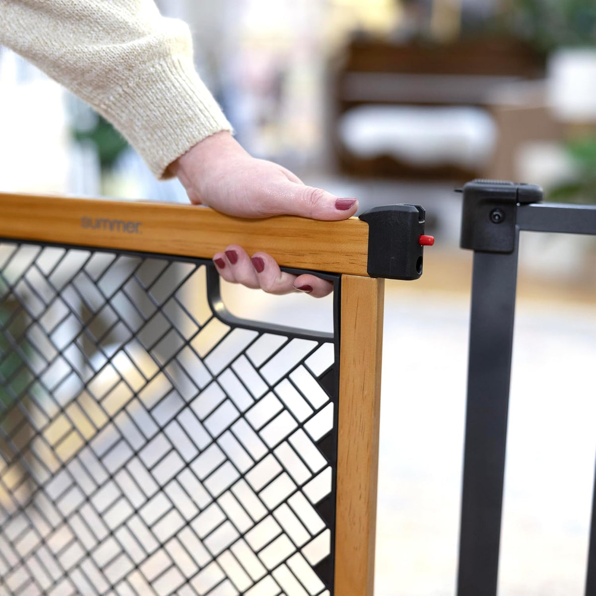 New Ingenuity Ingenuity Thruway 60XW Series Extra Wide Safety Pet & Baby Gate, 30" - 60" Wide, 26" Tall (Honey Oak Stained Wood & Metal) - Kidsy