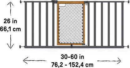New Ingenuity Ingenuity Thruway 60XW Series Extra Wide Safety Pet & Baby Gate, 30" - 60" Wide, 26" Tall (Honey Oak Stained Wood & Metal) - Kidsy