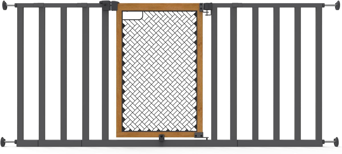 New Ingenuity Ingenuity Thruway 60XW Series Extra Wide Safety Pet & Baby Gate, 30" - 60" Wide, 26" Tall (Honey Oak Stained Wood & Metal) - Kidsy