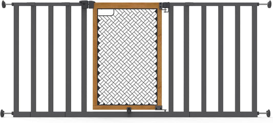 New Ingenuity Ingenuity Thruway 60XW Series Extra Wide Safety Pet & Baby Gate, 30" - 60" Wide, 26" Tall (Honey Oak Stained Wood & Metal) - Kidsy