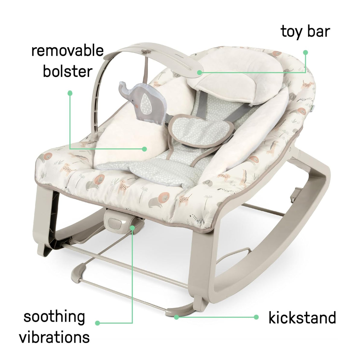New Ingenuity Keep Cozy 3-in-1 Bouncer & Rocker, 0–30 Months (Safi) - Kidsy