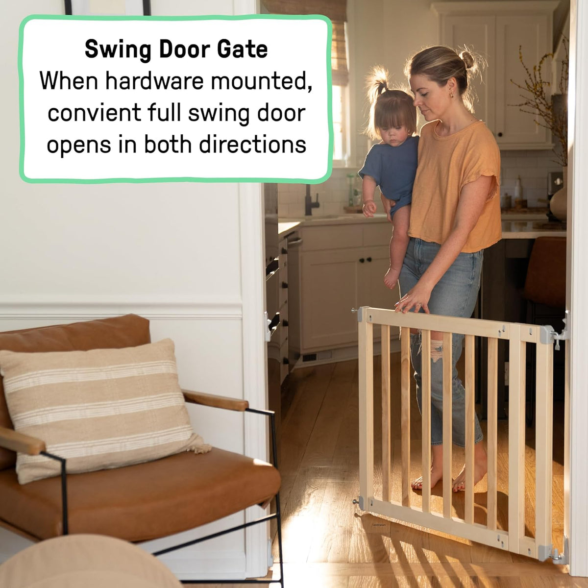New Ingenuity The Doorway 36S Series Custom Collection, Safety Pet & Baby Gate, 30" - 36" Wide, 28" Tall (Natural) - Kidsy